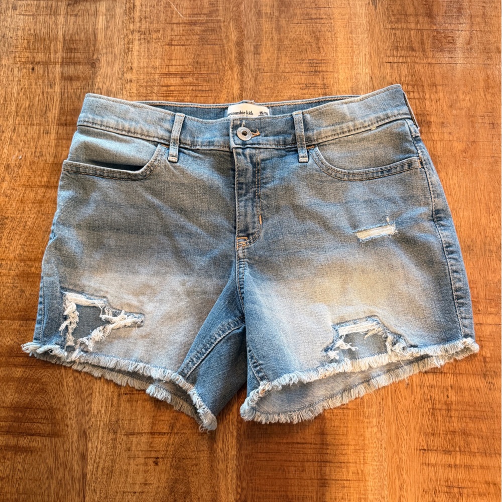 Abercrombie & Fitch Light Blue Distressed Jean Shorts